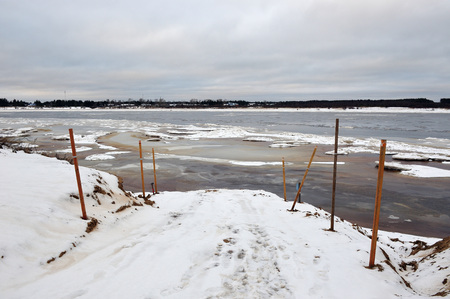 Freezing's on the river Vychegda in late November.の写真素材