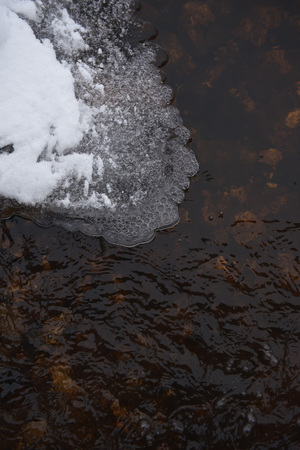 Spring melting of ice and the flow of water.の写真素材