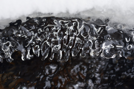Spring melting of ice and the flow of water.の写真素材