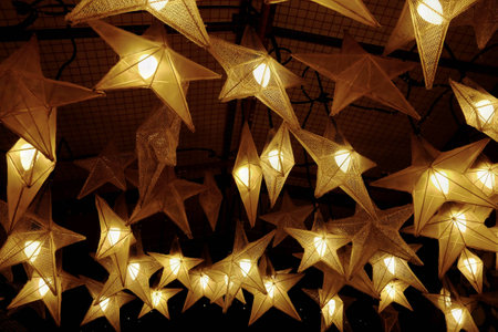 Many light lamps in the dark nightの素材
