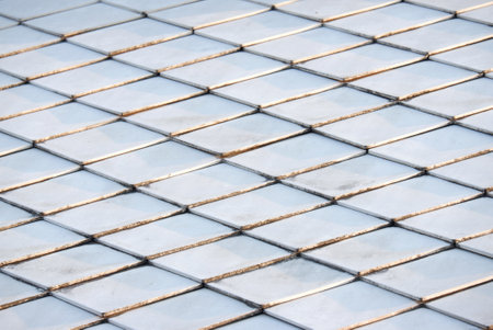 White Tiles Roof Texture Architecture Background,A Detail Of House or living place Roofの写真素材