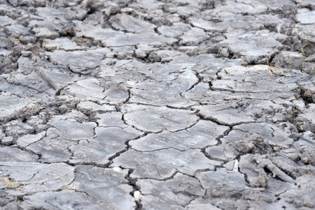 Cracked ground with dried land and gray clay pattern for background backdrop