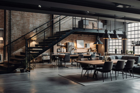 Image of an industrial-style loft. Raw and urban atmosphere.の素材