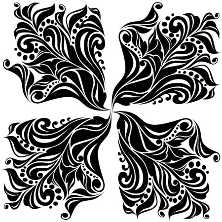 Black leaf vector art on white backgroundのイラスト素材
