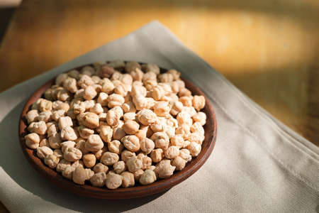 Chickpea mutton, or chickpea, it is also cultivated chickpea and mutton is a herbaceous plant of the legume family, a legume crop. Food background.の写真素材