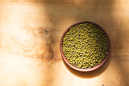 Mung bean is a legume native to Asia, small greenish pea beans.の写真素材