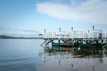 Pier on the lake Auliekol (Borovoye, Kazakhstan)の写真素材