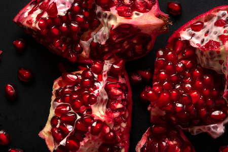 Close-up of ripe pomegranate seeds. high quality photoの写真素材