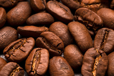Coffee beans close up. Food background.の写真素材