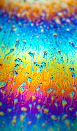 Photo of iridescent surface of soapy water. Space abstract colorful background for your screensaver. high quality photoの写真素材