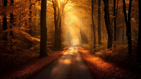 Road through the autumn forest. High quality photoの素材