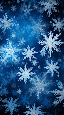 Snowflakes on a blue background. Winter vertical background. High quality photoの素材