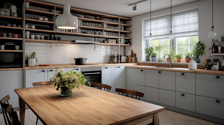 Kitchen interior in Scandinavian style. High quality photoの素材