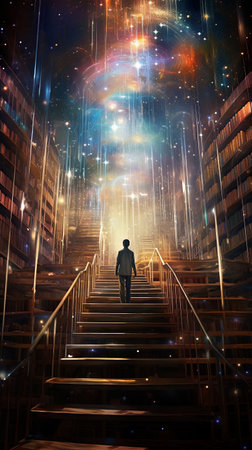 Illustration. Universal Library Akashic Chronicles, vertical background. High quality photoの素材