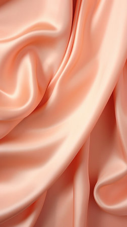 Satin fabric in 2024 Peach Fuzz. Vertical background with place for text. High quality photoの素材
