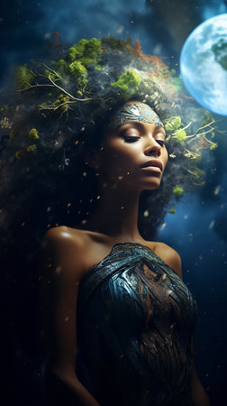 The soul of the planet, the goddess of planet Earth is Gaia. High quality photoの素材