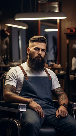Man barber in a barbershop. High quality photoの素材