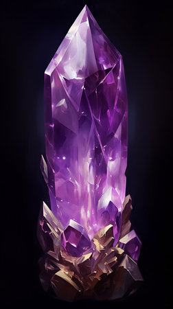 Amethyst crystal on a black background. High quality photoの素材