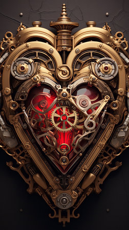 Pendant in the shape of a heart in a steam punk style. High quality photoの素材