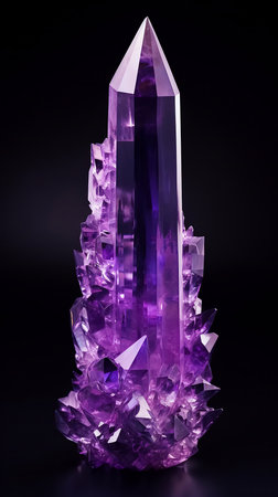 Amethyst crystal on a black background. High quality photoの素材