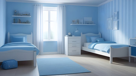 Boy's children's room in blue tones. High quality photoの素材