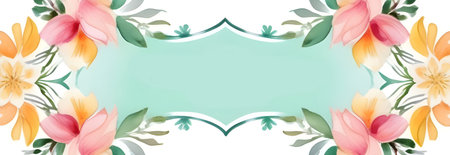 Watercolor floral background, floral frame with place for text. High quality photoの素材