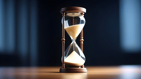 Hourglass on the table. High quality photoの素材