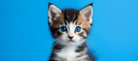 Kitten on a blue background. High quality photoの素材