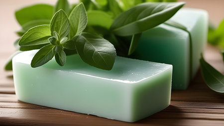 Handmade soap bars with medicinal plants. Spa set. High quality photoの素材