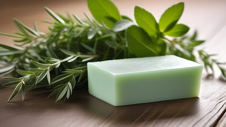 Handmade soap bars with medicinal plants. Spa set. High quality photoの素材