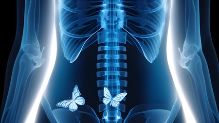 X-ray of a lover with butterflies in his stomach. High quality photoの素材