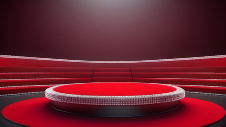 Red podium display for product presentation. High quality photoの素材