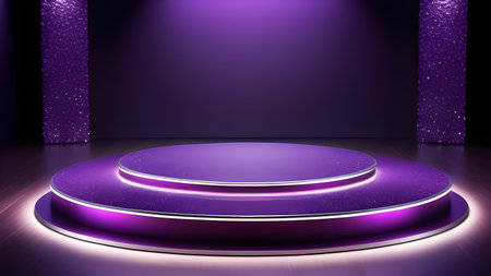 Purple podium display for product presentation. High quality photoの素材