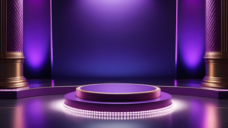 Purple podium display for product presentation. High quality photoの素材