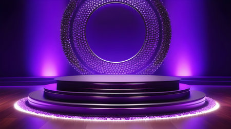 Purple podium display for product presentation. High quality photoの素材