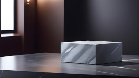 Marble white podium display for product presentation. High quality photoの素材
