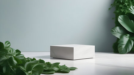 Marble white podium display for product presentation. High quality photoの素材