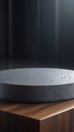 Pedestal, display made of gray stone for the presentation of products. High quality photoの素材