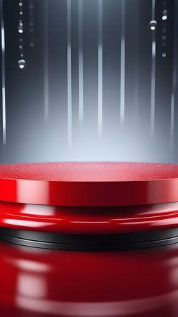 Red podium display for product presentation. High quality photoの素材