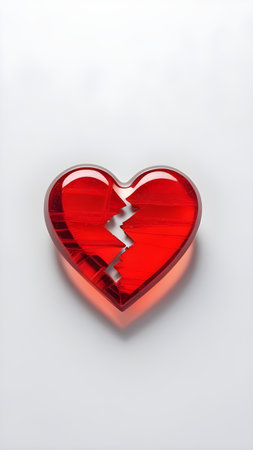 Broken red glass heart. High quality photoの素材