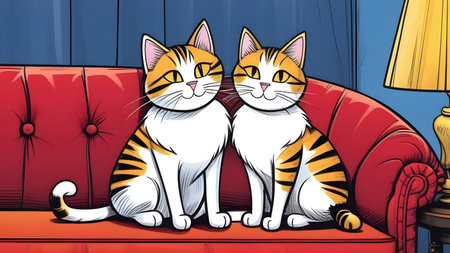 Watercolor drawing of cats in love. High quality photoの素材