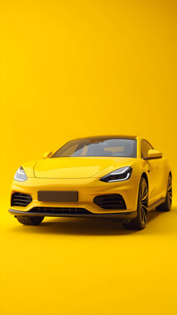 Yellow car on a yellow background. High quality photoの素材