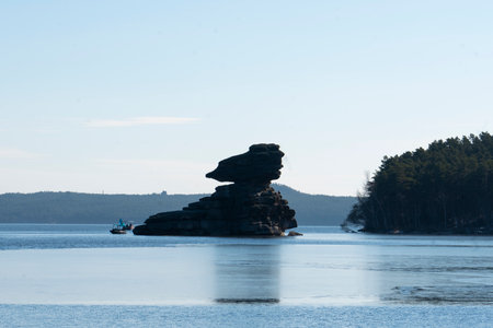 Borovoye lake and riddle ridge Zhumbaktas in Kazakhstanの写真素材