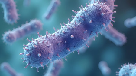 Bacteria and microorganisms in an enlarged image.の素材