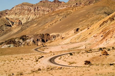Winding desert road in Death Valleyの写真素材