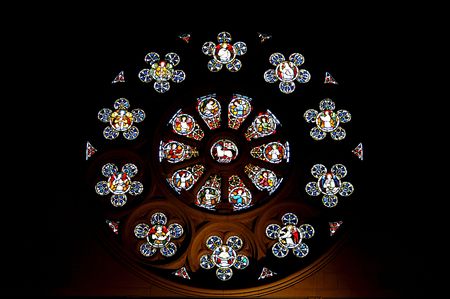 Rosette window in Christchurch Cathedral, New Zealandの写真素材