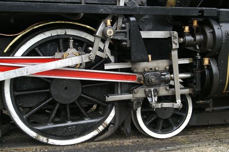 Details of vintage steam train front wheels 