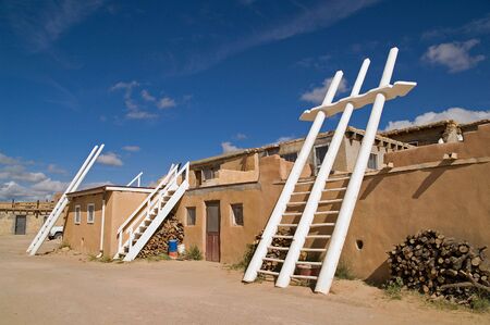 White Kiva  Ladders in Pueblo の写真素材