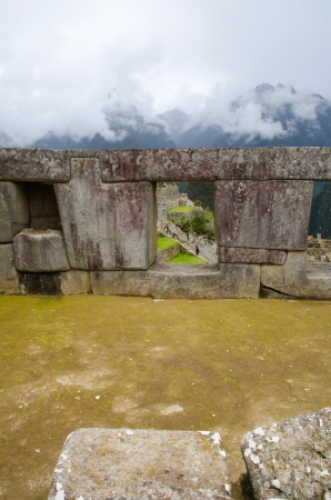 Temple of the three windows on the Sacred Plaza in Machu Picchu, Peru  の写真素材