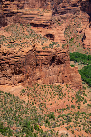 Face Rock Overlook in Canyon de Chelly National Monument, Colorado Plateau, Navajo Nation Reservation, Arizonaの写真素材